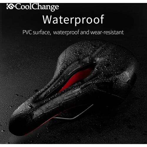 CoolChange MTB Bicycle Saddle Taillight Cushion Bike Leather Saddle Rail Hollow Soft Bicycle Part Front Seat Mat Cover Men Women