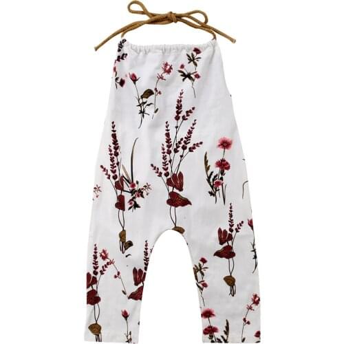 Summer Baby Girls Halter Floral Rompers Backless Kids Girl Sleevless Strap Romper Jumpsuit Child Casual Outfit 6M-5T