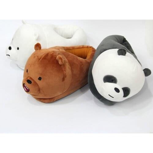 Indoor flock plush furry cartoon slippers for adult warm dog shoes women animal house cosplay costume home winter anime slipper