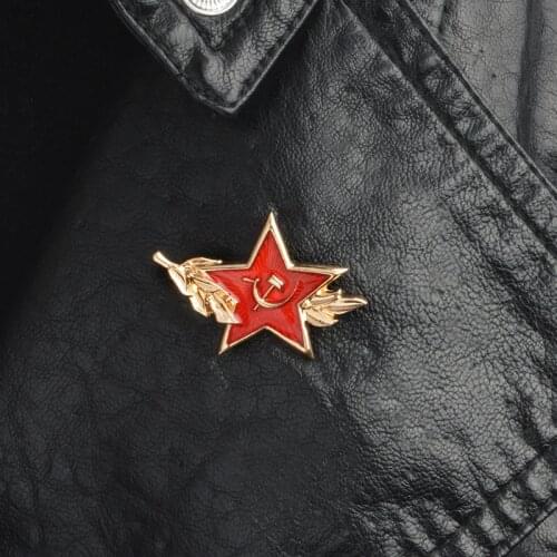 USSR symbol enamel pin Cold War Soviet CCCP Red Star Sickle Hammer Brooch Gift icon Badge Button Lapel pin for coat cap gift