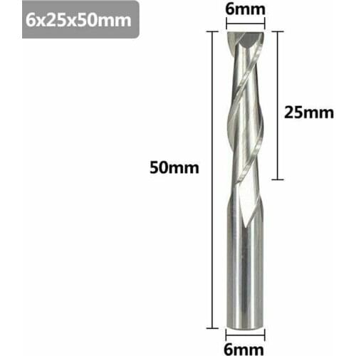 Flat End Mill 6mm Shank 2 Flute Spiral Milling Cutter CNC Router Bit Wood Engrav
