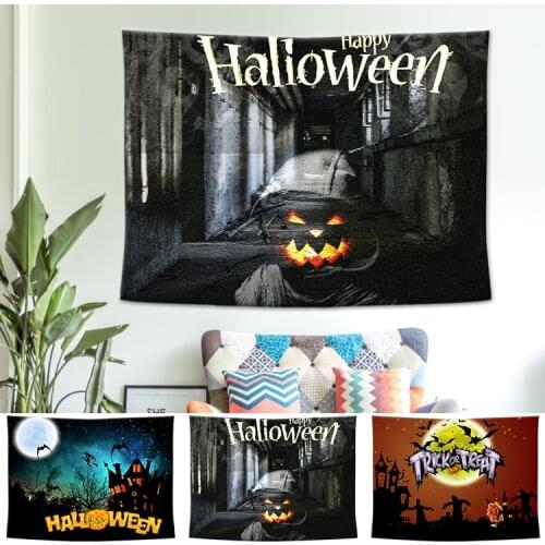 Hot Halloween Wall Hanging Printed/Letter Tapestry Pumpkin Witch Horrible Funny Wall Tapestry Yoga Mat Beach Towel 200cm X 150cm
