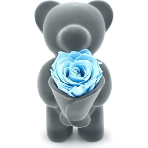 Art Ornament Handmade Roses Bear Blue Forever Flower 16.5Cm High Valentines Day Gift Holiday Wedding Flowers