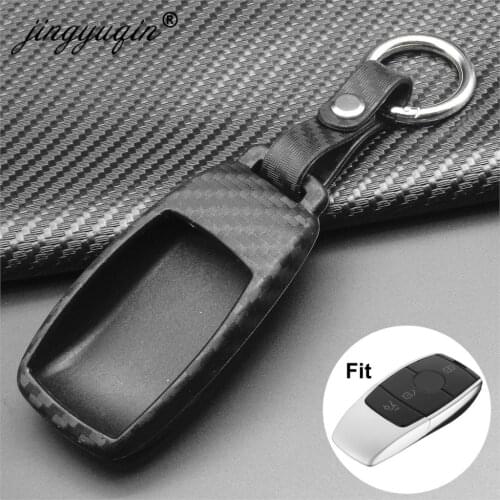 Jingyuqin Carbon Silicone Car Key Cover Soft For Mercedes Benz 2017 E Class W213 2018 S Class Key Case Bag Protect Car styling