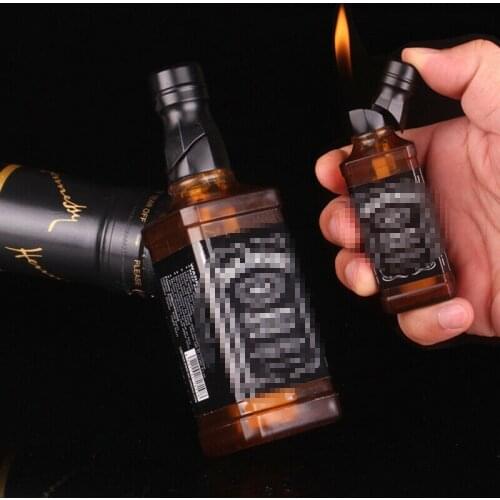Creative Lighters Fillable Butane gas Wine Bottle Shaped Lighter Accessories Cigarette Lighter Without Gas