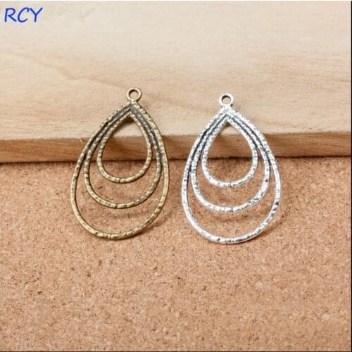 Hot sale factory Price 20 pcs/lot antique bronze and antique silver plated water drop charms fashion jewelry for jewelry making
