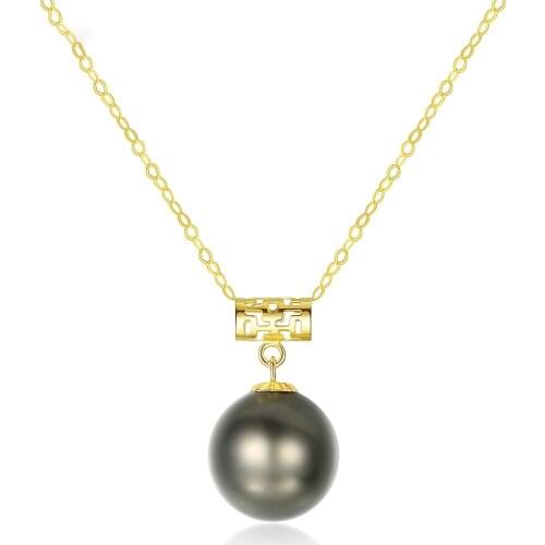 MetJakt Womens 18K Gold 8-9mm round Tahitian Pearl Elegant Gorgeous Necklace
