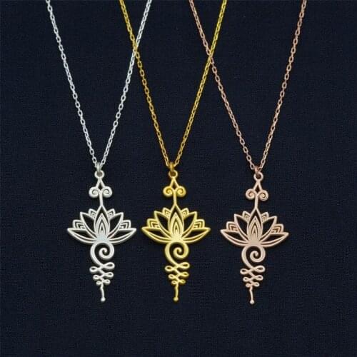 Fashion Simple Lotus Unalome Pendant Necklace Ladies Retro Hip-hop Punk Lotus Yoga Jewelry Suitable for Wedding Party Gifts