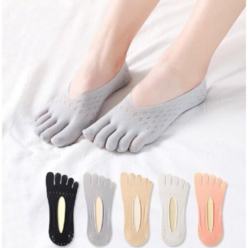 5pairs Fashion Summer Thin Toe Sock Slippers Women Lady Invisible Silicone Anti-skid Five Finger Socks Calsetines De Mujer