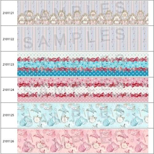 New Lolita Ribbon Printed Flower Grosgrain Tapes 10Yards for Holiday Party Hair Bow DIY Materials