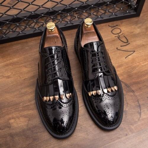 Men Big Size New Men Patent Leather Shoes Man Lace Up Flat Classic Men Dress Shoes