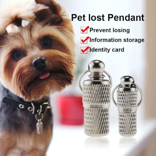 New Anti-Lost Pet Dog Cat ID Name Address MINI Label Tag Storage Barrel Tube Pet Kitten Identity Card ID Tags Promotion