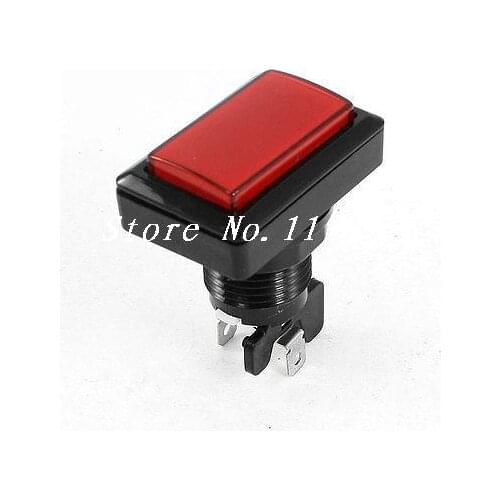 Panel Mount SPST Momentary Game Red Rectangle Head Push Button Switch