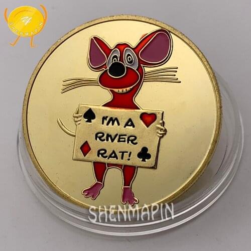 River Rat Commemorative Coin Poker Card-Guard Gold Coins Lucky Mouse Send Blessing Coins Collectibles Christmas Halloween Gift
