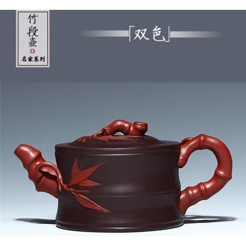 Manual recommended undressed ore mud double color purple bamboo section of authentic handmade a undertakes the teapot
