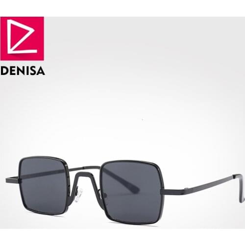 DENISA Retro Black Glasses Vintage Yellow Sun Glasses For Women Small Square Sunglasses Red Shades Men New Arrival 2019 G22019