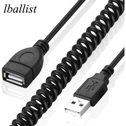 Lballist Elastic Coiled USB 2.0 Extension Cable Male to Female M/F