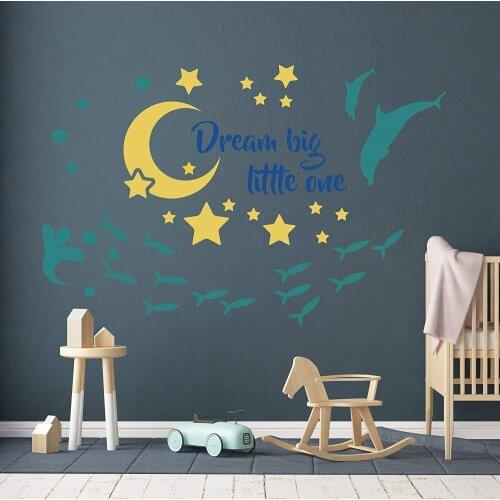 Dream Big Little One Wall Stickers Lovely&Warm Quotes Wall Decals Vinyl For Baby Room Bedroom Nursery Room Vinyl dw20127