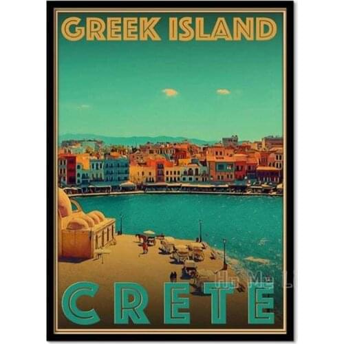 Vintage Travel Poster Crete Greece Retro Style Wall Decor Art Print