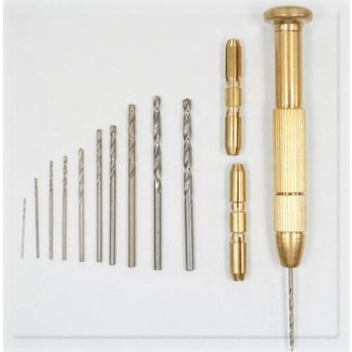 WLXY 0.3-3.2mm Hole Boring PURE COPPER Handle PCB Manual Drilling Tools with Twist Drill Bits