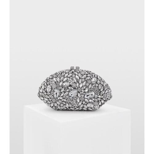 XIYUAN Women Silver Black Color Crystal Evening Bags Ladies Diamond Party Handbag Bridal Wedding Rhinestone Clutch Bag Handbags