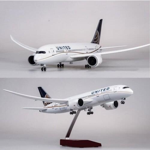 43cm American United Airlines 1/130 Scale Airplane Boeing B787 Dreamliner Aircraft Model Light Wheel DiecastPlastic Resin Plane