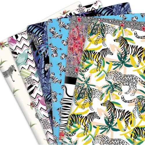 50*145cm 100% Or Polyester Cotton Material Fabric Patchwork Sewing Quilt Zebra Tiger Horse Fabrics Needlework DIY Cloth Sewing