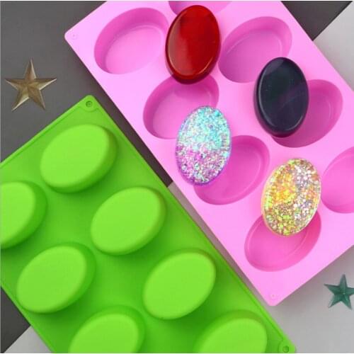 8-cavity oval egg shaped silicone handmade soap mold, jelly pudding mold, food grade