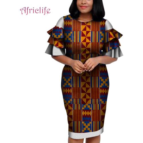 African Dresses for Women Lace Parchwork Dashiki Clothing Tranditional Wax Print Cotton Clothes For Female Lady WY4168