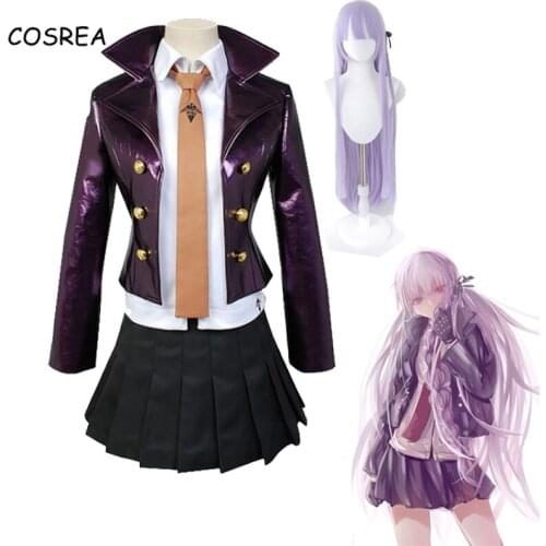 Anime Danganronpa Kirigiri Kyouko Cosplay Costumes Jacket Shirt Skirt Tie Uniform Sets Wig Synthetic Hair Women Girls Halloween