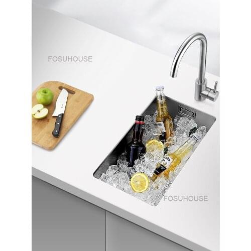 Bar Kitchen Sink Small Mini Balcony Hand Made Stainless Steel Dish Basin Dish Washing Sink Kitchen Faucets Accessories
