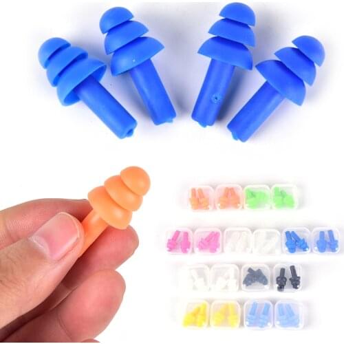 2 Pairs Travel Silicone Waterproof Swimming Ear Plugs Earplugs Ear Protector Noise Reduction Protective Earmuffs For Sleeping