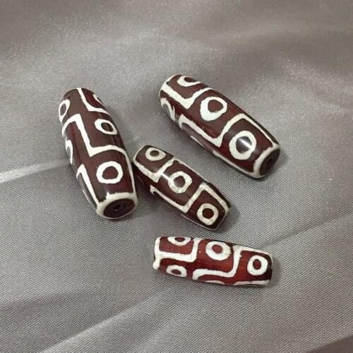 Vintage Red Color Natural Tibetan Dzi Agates Stone Beads Oval Rice Geometric Nine-eyed Pattern Antique Agata Beads for Women Men