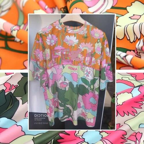 Factory Custom Production Brand Knitted Printed Polyester Fabric Cloth 145 Cm Width Diy Fashion Sewing Fabric for Dress