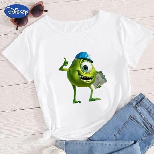Mike Wazowski T Shirt Women 2021 Fashion European Stylish Happy Young Girls Can Do Anything O-Neck White Top 90S Hipster Casual