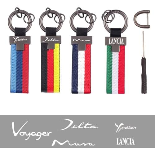Carabiner Tricolour flag Car leather keychain For Lancia Delta Musa Phedra Thesis Voyager Ypsilon 843 846 car Accessories