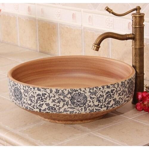 Europe Vintage Style Ceramic Art Basin Sinks Counter Top Wash Basin Bathroom Vessel Sinks Vanities painting bathroom sinks