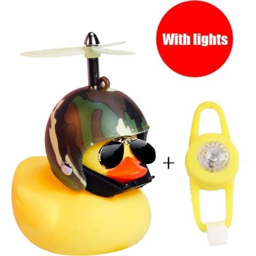 New Bicycle Duck Bell with Light Broken Wind Small Yellow Color Duck MTB Road Bike Motor Helmet Riding Cycling Accessories