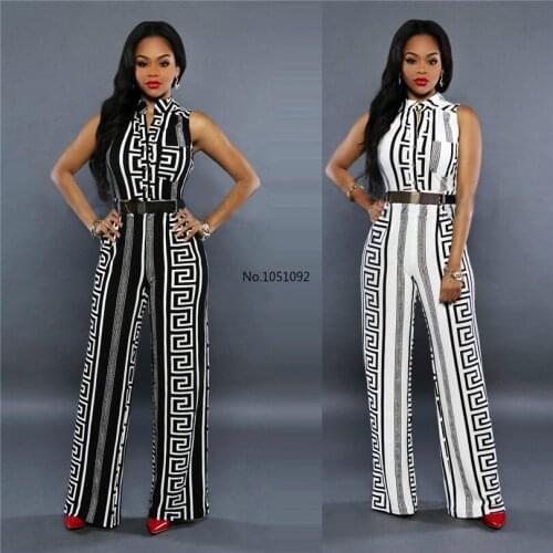 Women V-neck Geometric Print Sleeveless Jumpsuit Long Pants 2021 Summer Female Elegant Rompers Playsuit Overalls for Women XXL