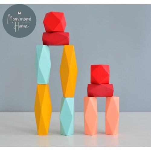 Creative Montessori Toy For Baby Kids Wood Toy Rainbow Stone Nordic Style Building Blocks Jenga Early Education Toys For Child