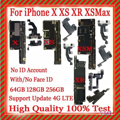 Original Unlocked For iPhone x/xs/xr/xs max Motherboard With/No Face ID Full chips Tested Support iOS update Logic board 64g/128