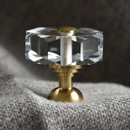 Copper Handle Crystal Knob Of Furniture Cabinet Pulls Brass Kitchen Dresser Cupboard Drawer Knob Door Handle Furniture Hardware