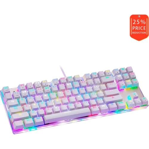 Motospeed K87S RGB NKRO Mechanical Gaming Keyboard - White With USB Cable 87 Key With RGB Backlight Suitable For Gamer Computers