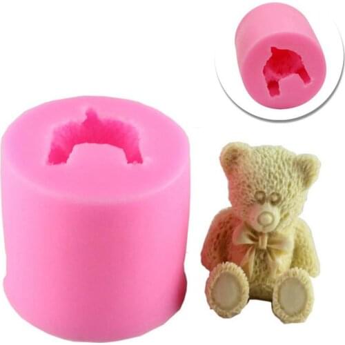 Cute Teddy Bear Candle Mould Silicone Fondant Cake Mold Cupcake Jelly Candy Chocolate Decoration Supplies Baking Tool Moulds