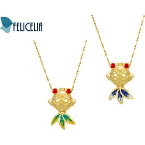 Felicelia Fashion Koi Necklace For Women 18K Gold Plated Goldfish Pendant Necklace