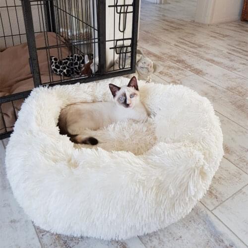 Soft Dog Bed Washable Long Plush Dog Kennel Pet Cat Lounger Sleep Winter Warm Sofa Basket For Small Medium Large Dog Cushion Bed
