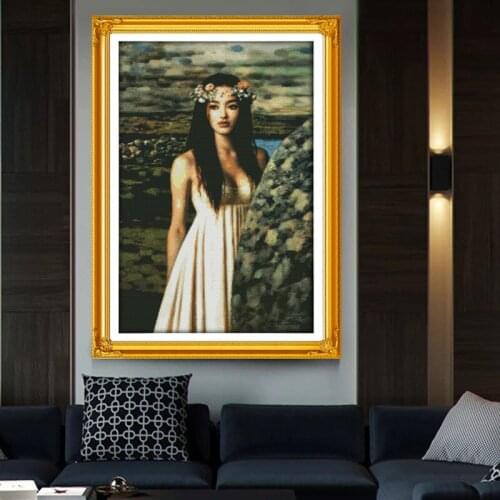 Green field Oil painting style Cross Stitch Kit Home Decorative 11CT14CT DMC Chinese Embroidery Needlework Easy DIY set Gifts