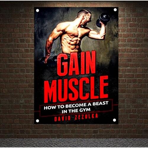 GAM MUSCLE Exercise Fitness Banners Flags Wall Sticker Bodybuilding Sports Inspirational Posters Tapestry Gym Home Decoration