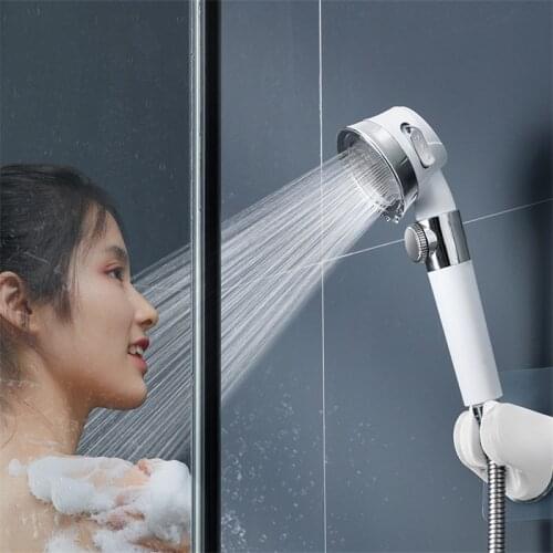 Pressurized Shower Head High Pressure Filter Shower Water Saving Free Bracket Hose Adjustable Bathroom Accessories Shower Kit