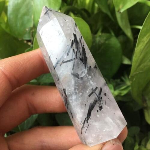 Natural black tourmaline Quartz Crystal Wand point Natural crystalline reiki heals 70-80MM